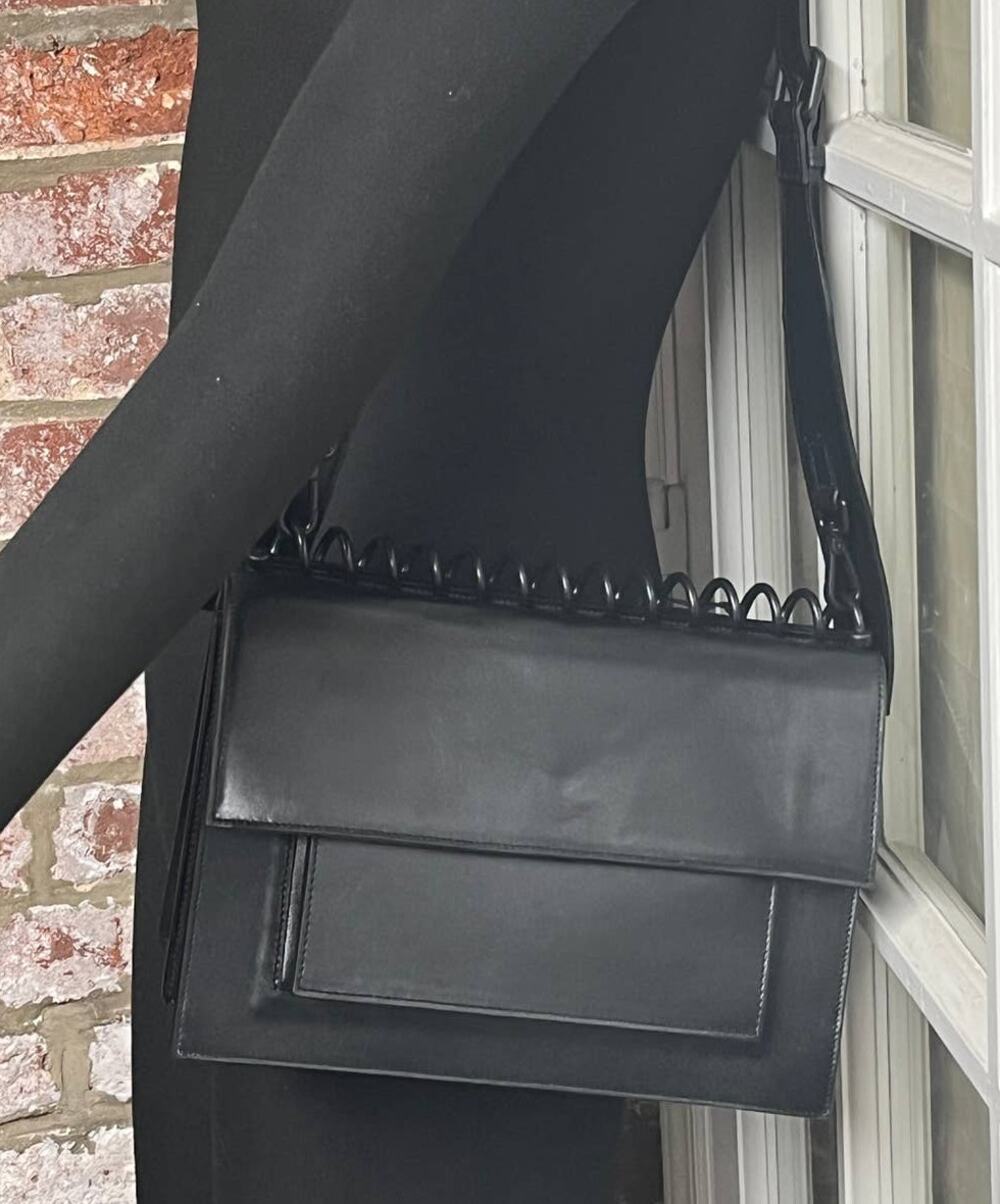 Atribut Handcrafted Black Leather Bag Detachable and resizable Leather Strap
